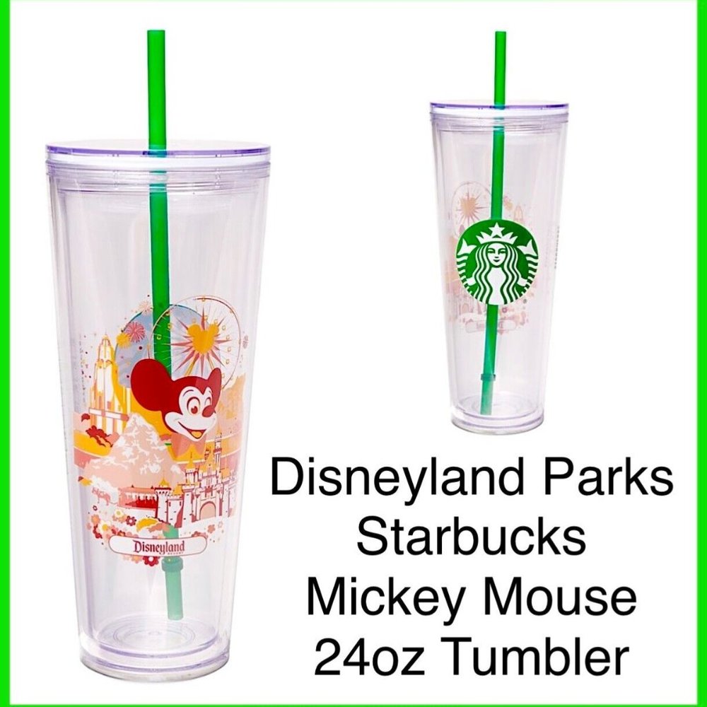 NIB Disney Starbucks Disneyland Resort Acrylic 24 oz Collectible Tumbler w Straw